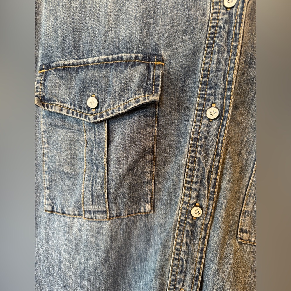 SOLD⚫️Rag & Bone Relaxed Fit Denim Shirt Dress Pockets Women’s Large - Picture 2 of 13